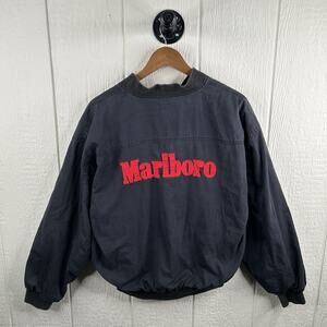 Vintage 90s Marlboro  Embroidered Cigarette Reversible Bomber Jacket Size Medium